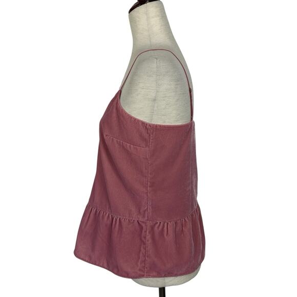 J Crew Velvet Top Women Size 2 Pink Peplum Cami Soft Feminine Dainty Fairy Boho - Picture 2 of 13
